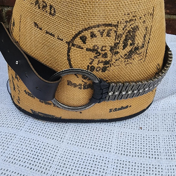 Antoniazzi Black Leather Silver Studded O-Ring Western Belt M main image 4